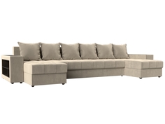 Диван П-образный Хит Диванов Дубай левый микровельвет, еврокнижка, бежевый