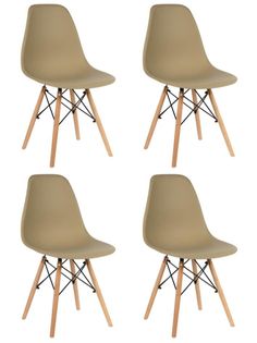 Стул для кухни СтулБержи EAMES DSW, деревянные ножки, 4 шт., кофе с молоком
