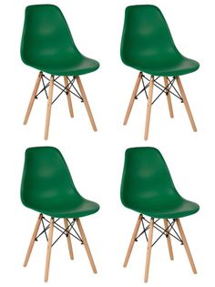 Стул для кухни СтулБержи EAMES DSW, деревянные ножки, 4 шт., изумрудный