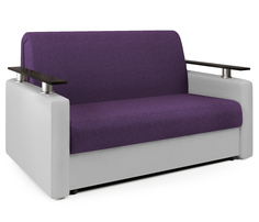Диван-кровать Шарм-Дизайн Шарм 120 фиолетовая рогожка и экокожа белая