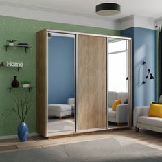 Шкаф-купеЕ1 Экспресс Зеркало/ДСП/Зеркало 210х60х240, Сонома