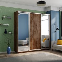 Шкаф-купеЕ1 Экспресс Зеркало/ДСП/Зеркало 210х60х240, Крафт табачный