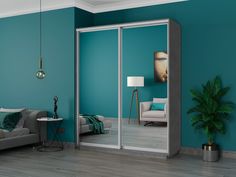Шкаф-купеЕ1 Экспресс Зеркала 180х60х240, Бетон