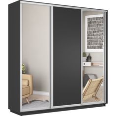 Шкаф-купеЕ1 Экспресс Зеркало/ДСП/Зеркало 210х60х220, Серый диамант