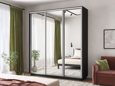 Шкаф-купеЕ1 Экспресс зеркала 210х45х240, Серый диамант