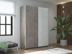 Шкаф-купе Е1 Прайм 140х57х230, Бетон