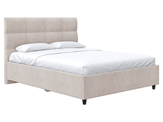 Кровать Первый Мебельный Флок Кремовый, велюр 160х200 см, с подъемным механизмом