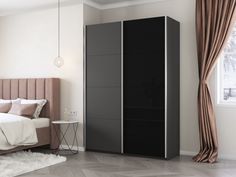 Шкаф-купеЕ1 Прайм ДСП/Стекло черное/доводчики 120х57х230, Серый диамант
