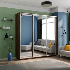 Шкаф-купеЕ1 Экспресс зеркала 240х60х220, Крафт табачный