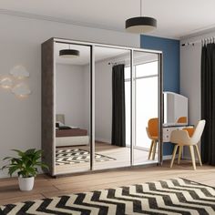 Шкаф-купеЕ1 Экспресс зеркала 210х45х220, Бетон