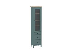 Шкаф с витриной ГУД ЛАКК Сага, 50х41х215 см, темно-бирюзовый/ясень