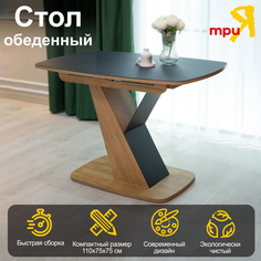 Стол обеденный ТриЯ Гарда тип 1 Дуб крафт золотой/Стекло матовое черный графит Triya