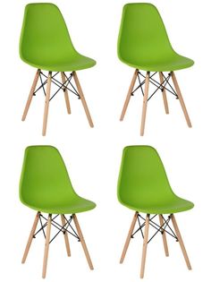 Стул для кухни СтулБержи EAMES DSW, деревянные ножки, 4 шт., фисташковый