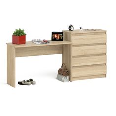 Стол СВК Мори 1200 с комодом МК800 4 ящика дуб сонома, 200,8х50х94 см