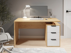 Стол Compass С-407 дуб крафт золотой/меренга, 135х60х76 см