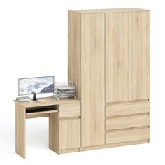 Компьютерный стол СВК Мори МШ1200-1 правый и шкаф-комод дуб сонома, 210х50х210 см