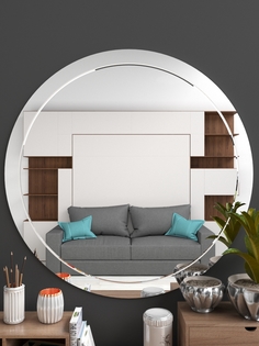 Круглое зеркало Makeli 90 см настенное с гравировкой