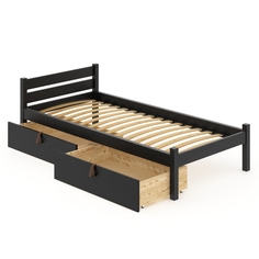 Кровать Solarius Классика ортопедическое основание 200х90, 2 выкатных ящика, черный оникс