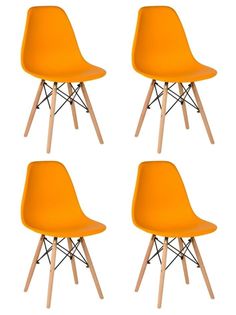 Стул для кухни СтулБержи EAMES DSW, деревянные ножки, 4 шт., оранжевый