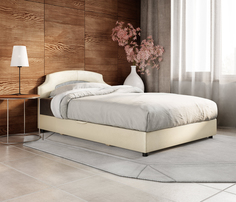 Кровать Шарм-Дизайн Шарм 100 мальта серая и экокожа беж