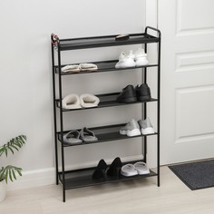 Подставка для обуви «Женева 25», 5 ярусов, 65x27x106 см, цвет чёрный ЗМИ