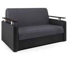 Диван-кровать Шарм 160 серая рогожка и черная экокожа Gamma