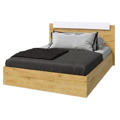 Кровать ЭКО 1400х2000 дуб вотан/белый гладкий No Brand