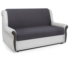 Диван-кровать Шарм-Дизайн Аккорд М 160 серая рогожка и экокожа белая