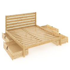 Кровать Solarius Классика реечное основание высокая спинка 150х200, 4 ящика, лакированная