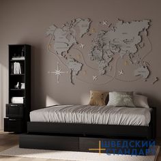 Кровать ГУД ЛАКК Кастор, 204х96х57 см, черная, дуб венге ШВЕДСКИЙ СТАНДАРТ