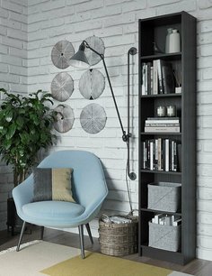 Стеллаж ГУД ЛАКК Варма, 6 полок, шпон ясень, черный ШВЕДСКИЙ СТАНДАРТ