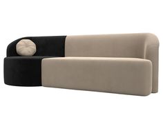 Прямой диван Лига Диванов Лига-027 угол левый 257х97х82 см, бежевый\черный