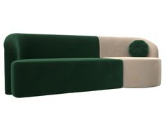 Прямой диван Лига Диванов Лига-027 угол правый 257х97х82 см, зеленый\бежевый