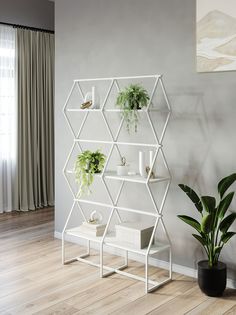 Стеллаж KM LOFT Ромбо СтL белый/белый лофт для дома в гостинную перегородка