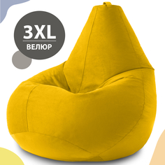 Кресло мешок груша XXXL Стандарт, велюр, ярко-желтый No Brand