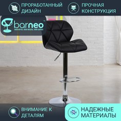 Барный стул со спинкой BarneoPro N-85 Diamond черный экокожа, крутящийся, основание хром