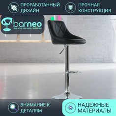 Барный стул со спинкой BarneoPro N-83 Comfort черный эко-кожа, стул лофт, кухонный хром