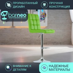 Барный стул со спинкой BarneoPro N-48 Kruger, барный стул лофт, св-зелен эко-кожа хром