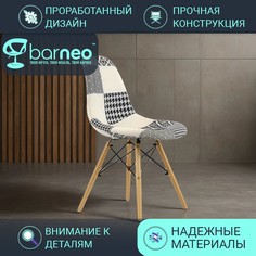 Стулья для кухни BarneoPro N-12 Patchwork 95231 рогожка черно-белый, комплект 1 шт