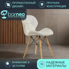 Стулья для кухни BarneoPro N-42 Perfecto 95214 Экокожа, стул белый, бук, комплект 1 шт