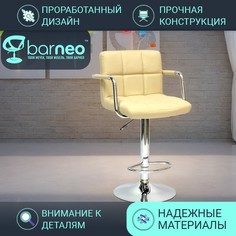 Барный стул для кухни BarneoPro N-69 Kruger Ar беж эко-кожа хром, стул со спинкой, мягкий