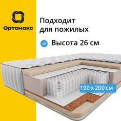 Ортопедический матрас Premium Expert 190х200 см (1900х2000 мм) на кровать, двуспальный Ортомакс