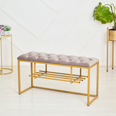 Банкетка для прихожей и спальни Jet mebel, модель loft95, золотой серый