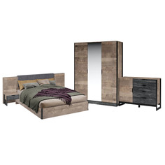 Спальня Империал «Стокгольм» 3дв шк, Дуб гранж песочный/железный камень Imperial