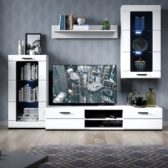 Стенка в гостиную Империал Рио-1 белый жемчуг, глянец Imperial