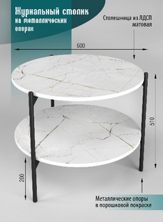 Журнальный столик SANTREK Шафран Черный/Золото ЛДСП 60х60х51