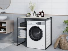 Стеллаж для стиральной машины 4 сезона Айсберг Лофт 91x100 Черный/Дуб крафт белый