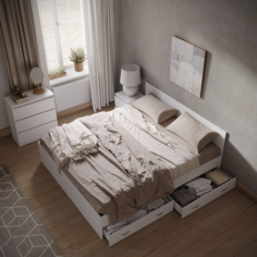 Кровать RuHome24 Виктория 160х200 белая с ящиками