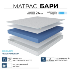Ортопедический матрас Beneli Бари в чехле Кулер, беспружинный, гипоаллергенный, 160х190