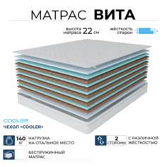 Ортопедический матрас Beneli Тропикана-Вита в чехле Кулер, беспружинный, 140х190